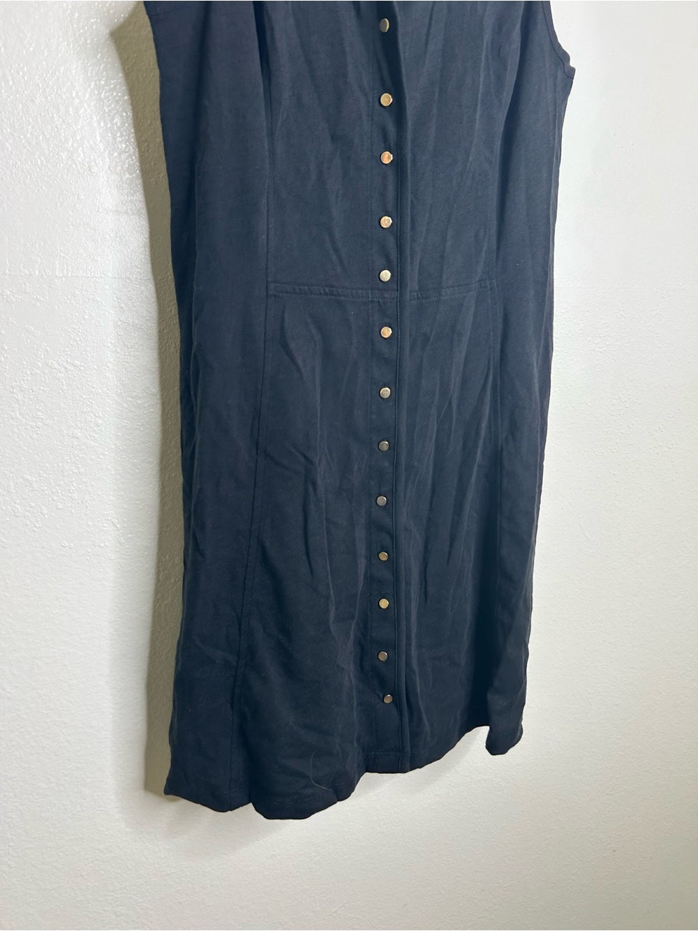 Nation LA 100% Cotton Black Gold Button V - Neck Button Down Mini Dress