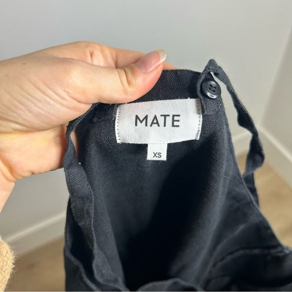 MATE The Label 100% Linen Button Down Tank Jumpsuit in Black