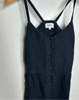 MATE The Label 100% Linen Button Down Tank Jumpsuit in Black