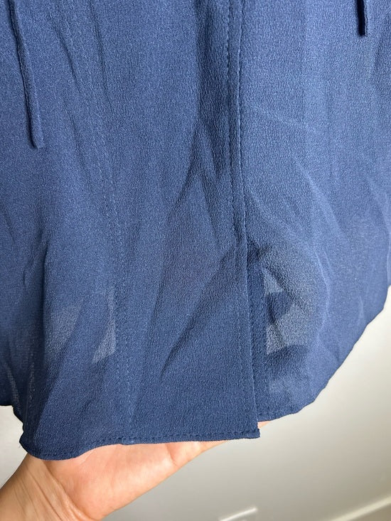 VINCE 100% Silk Peacock Blue Sleeveless Lightweight Tie Front Blouse