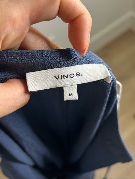 VINCE 100% Silk Peacock Blue Sleeveless Lightweight Tie Front Blouse