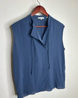 VINCE 100% Silk Peacock Blue Sleeveless Lightweight Tie Front Blouse