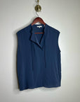 VINCE 100% Silk Peacock Blue Sleeveless Lightweight Tie Front Blouse