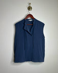 VINCE 100% Silk Peacock Blue Sleeveless Lightweight Tie Front Blouse