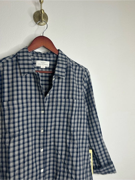 Trovata 100% Cotton India Navy Flannel Button Down Collared Shirt Jacket
