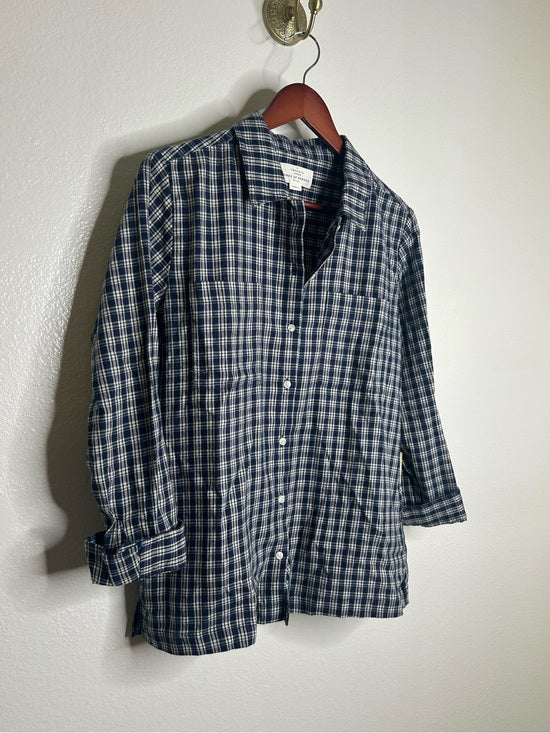 Trovata 100% Cotton India Navy Flannel Button Down Collared Shirt Jacket