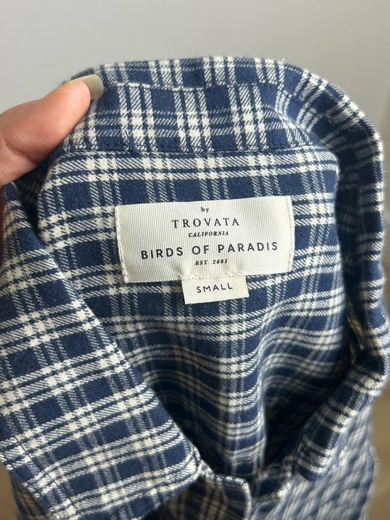 Trovata 100% Cotton India Navy Flannel Button Down Collared Shirt Jacket