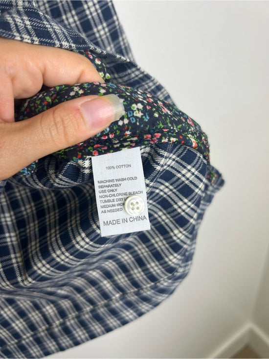 Trovata 100% Cotton India Navy Flannel Button Down Collared Shirt Jacket