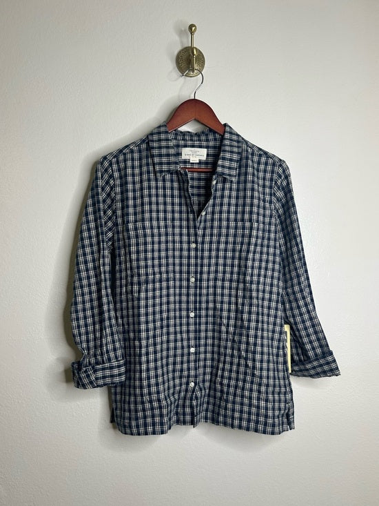Trovata 100% Cotton India Navy Flannel Button Down Collared Shirt Jacket