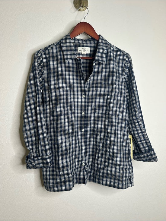 Trovata 100% Cotton India Navy Flannel Button Down Collared Shirt Jacket