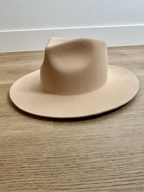 Gigi Pip 100% Australian Wool Tan Wesley Wide Brim Fedora Hat