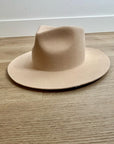 Gigi Pip 100% Australian Wool Tan Wesley Wide Brim Fedora Hat