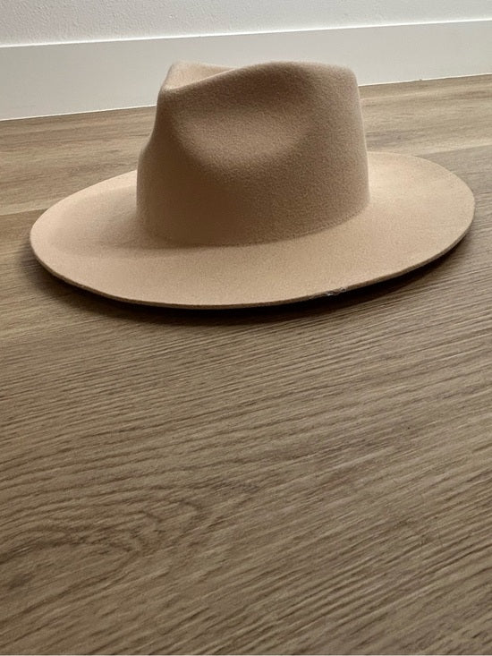Gigi Pip 100% Australian Wool Tan Wesley Wide Brim Fedora Hat