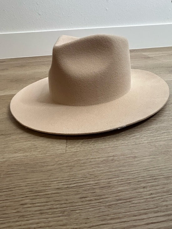 Gigi Pip 100% Australian Wool Tan Wesley Wide Brim Fedora Hat