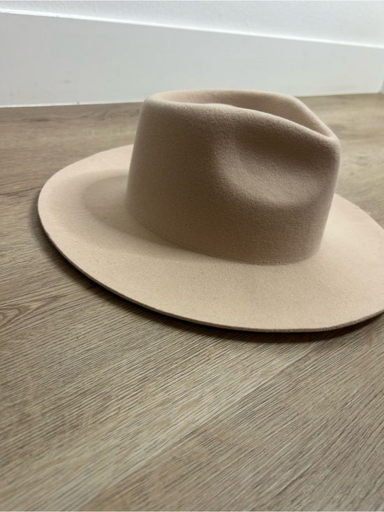 Gigi Pip 100% Australian Wool Tan Wesley Wide Brim Fedora Hat