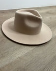 Gigi Pip 100% Australian Wool Tan Wesley Wide Brim Fedora Hat
