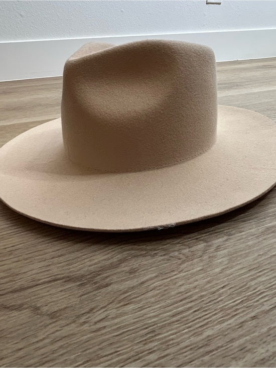 Gigi Pip 100% Australian Wool Tan Wesley Wide Brim Fedora Hat
