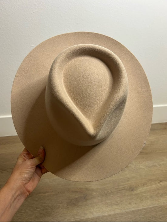 Gigi Pip 100% Australian Wool Tan Wesley Wide Brim Fedora Hat