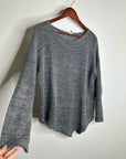 Eileen Fisher 100% Cotton Open Knit Gray Lightweight Handerchief Sweater