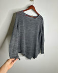 Eileen Fisher 100% Cotton Open Knit Gray Lightweight Handerchief Sweater
