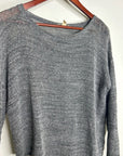 Eileen Fisher 100% Cotton Open Knit Gray Lightweight Handerchief Sweater