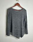 Eileen Fisher 100% Cotton Open Knit Gray Lightweight Handerchief Sweater