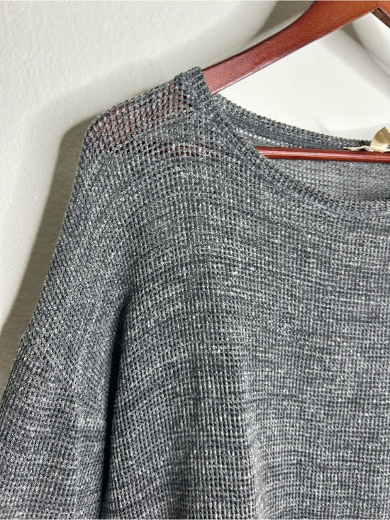 Eileen Fisher 100% Cotton Open Knit Gray Lightweight Handerchief Sweater