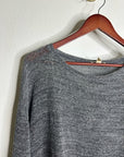 Eileen Fisher 100% Cotton Open Knit Gray Lightweight Handerchief Sweater