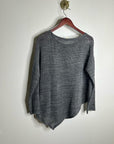 Eileen Fisher 100% Cotton Open Knit Gray Lightweight Handerchief Sweater