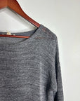 Eileen Fisher 100% Cotton Open Knit Gray Lightweight Handerchief Sweater