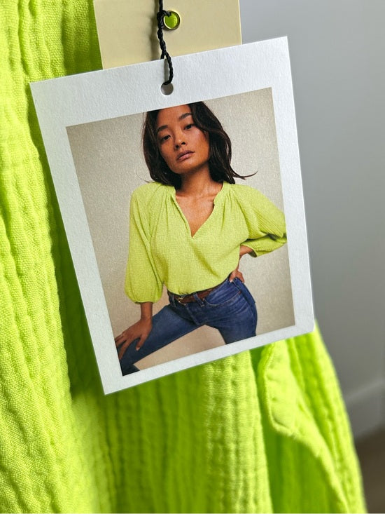 Nation LA 100% Cotton Gauze Bright Green Peasant Style Mimi Blouse