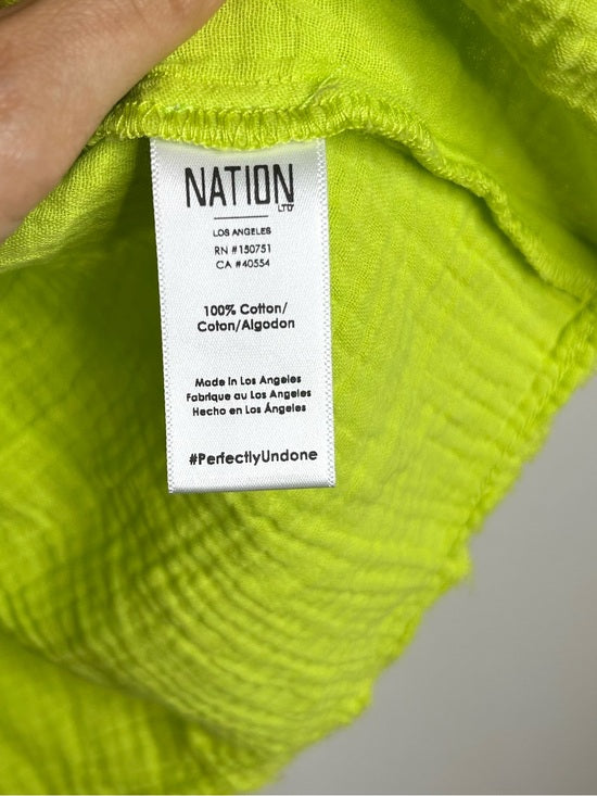 Nation LA 100% Cotton Gauze Bright Green Peasant Style Mimi Blouse