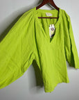 Nation LA 100% Cotton Gauze Bright Green Peasant Style Mimi Blouse