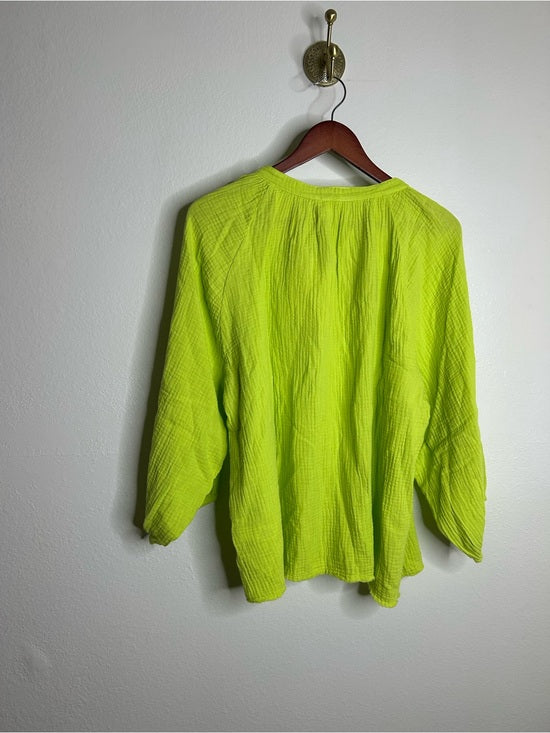Nation LA 100% Cotton Gauze Bright Green Peasant Style Mimi Blouse