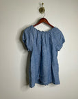 Sanctuary 100% Linen Blue Scoop Neck Babydoll Style Button Down Blouse