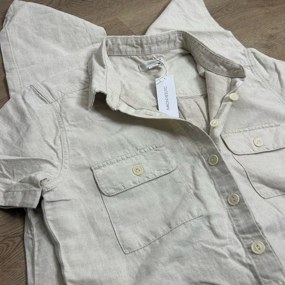 Outerknown Outerknown Organic Cotton Linen Utility Straight Leg Jumpsuit in Natural - Cotton, Linen