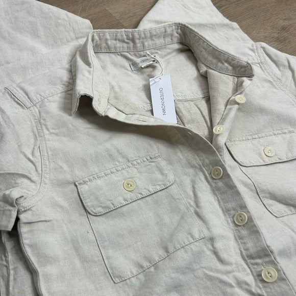 Outerknown Outerknown Organic Cotton Linen Utility Straight Leg Jumpsuit in Natural - Cotton, Linen