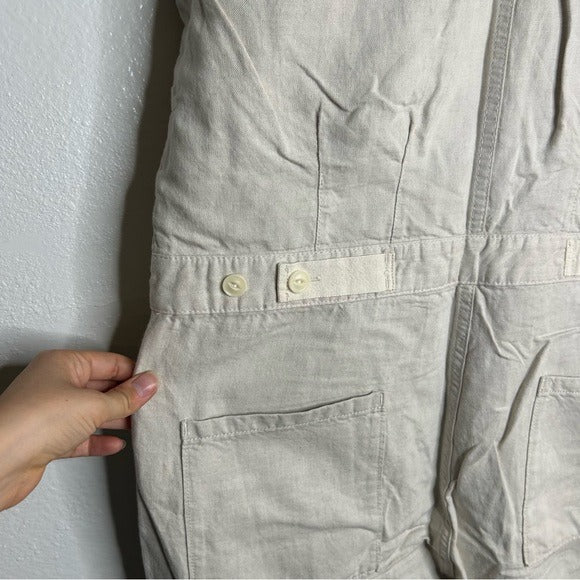 Outerknown Organic Cotton Linen Utility Straight Leg Jumpsuit in Natural