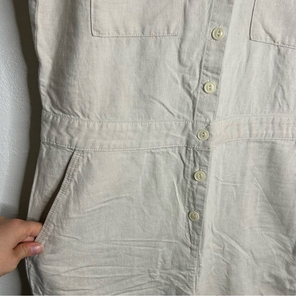 Outerknown Organic Cotton Linen Utility Straight Leg Jumpsuit in Natural