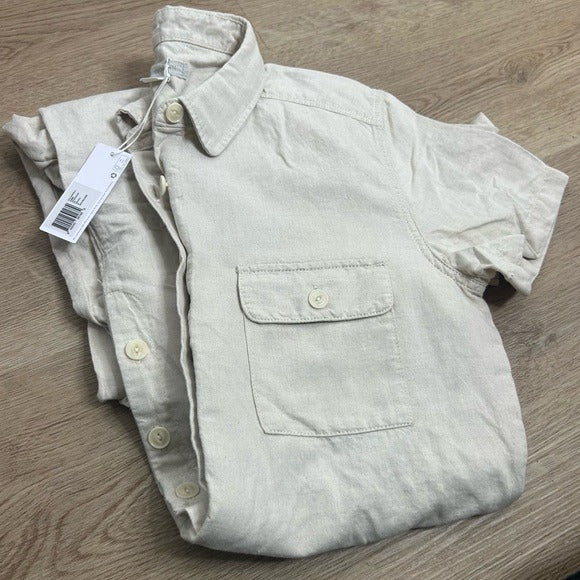 Outerknown Outerknown Organic Cotton Linen Utility Straight Leg Jumpsuit in Natural - Cotton, Linen