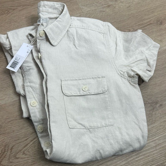 Outerknown Outerknown Organic Cotton Linen Utility Straight Leg Jumpsuit in Natural - Cotton, Linen