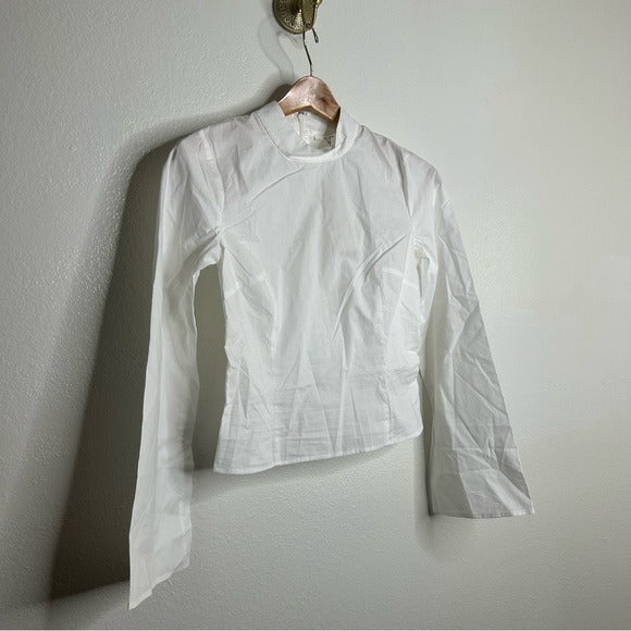 Tularosa Tularosa Revolve 100% Cotton High Neck Wide Sleeve Blouse - Cotton