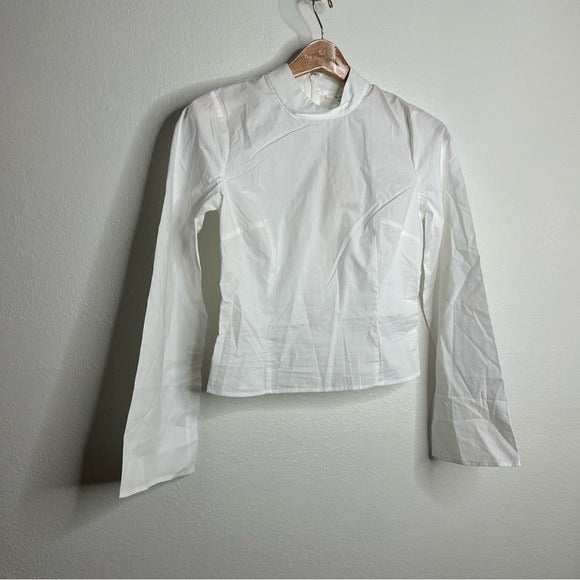 Tularosa Tularosa Revolve 100% Cotton High Neck Wide Sleeve Blouse - Cotton