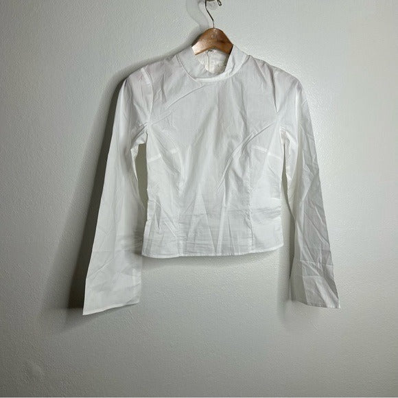 Tularosa Tularosa Revolve 100% Cotton High Neck Wide Sleeve Blouse - Cotton