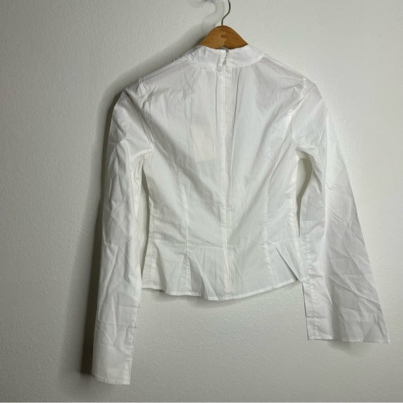 Tularosa Tularosa Revolve 100% Cotton High Neck Wide Sleeve Blouse - Cotton