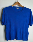 J. Crew Silk Cashmere Blend Ribbed Royal Blue Knit T- Shirt Top