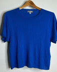 J. Crew Silk Cashmere Blend Ribbed Royal Blue Knit T- Shirt Top