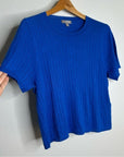 J. Crew Silk Cashmere Blend Ribbed Royal Blue Knit T- Shirt Top