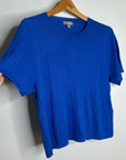J. Crew Silk Cashmere Blend Ribbed Royal Blue Knit T- Shirt Top