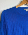 J. Crew Silk Cashmere Blend Ribbed Royal Blue Knit T- Shirt Top
